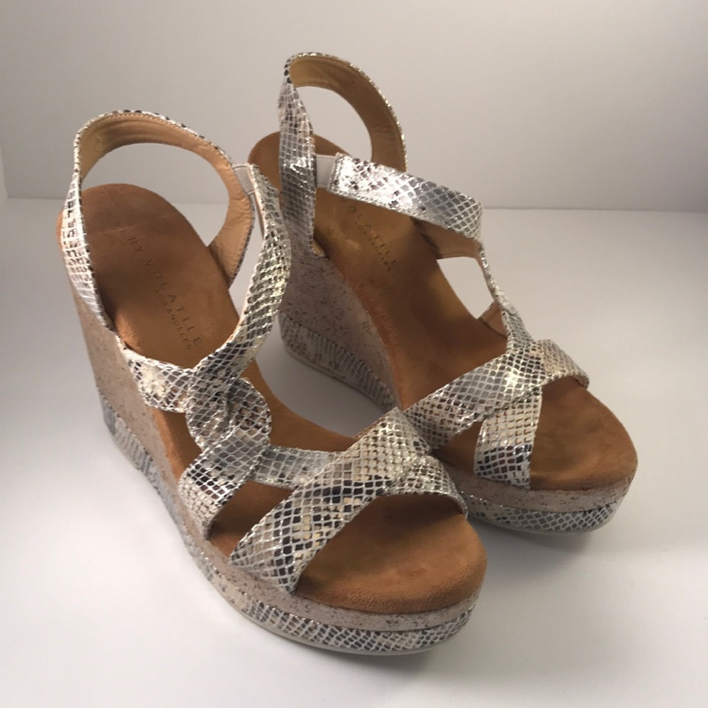 Very Volatile Snakeskin Wedges